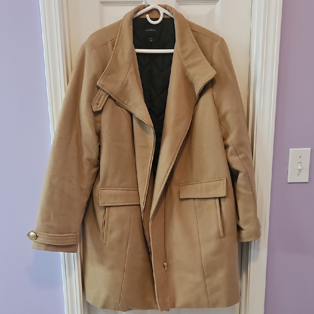Lane Bryant Tan Trench Coat with Wide Lapel Collar